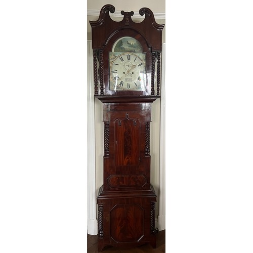 997 - A 19thC mahogany Yorkshire longcase clock, painted face and subsidiary seconds dial with date apertu... 