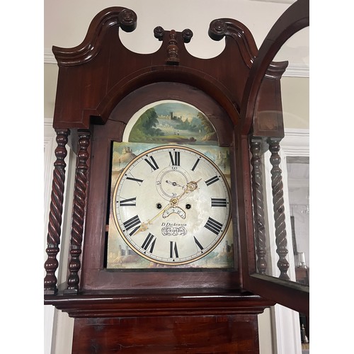 997 - A 19thC mahogany Yorkshire longcase clock, painted face and subsidiary seconds dial with date apertu... 