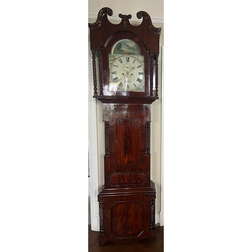 997 - A 19thC mahogany Yorkshire longcase clock, painted face and subsidiary seconds dial with date apertu... 