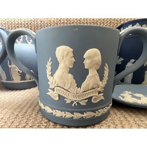 271 - A large quantity of Wedgwood Jasperware to include limited edition 1981 Royal wedding two handled mu... 