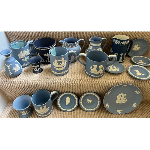 271 - A large quantity of Wedgwood Jasperware to include limited edition 1981 Royal wedding two handled mu... 