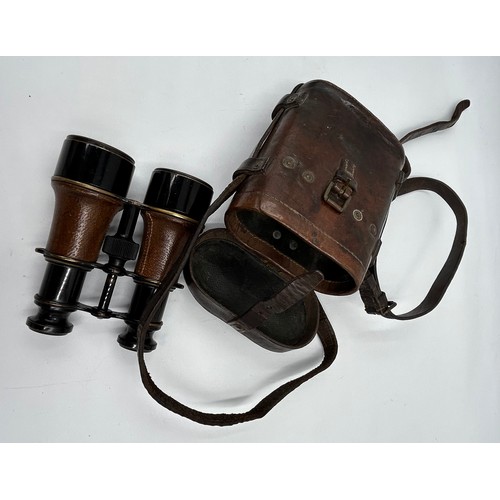 1040 - WWI 1917 military marked Binoculars Mk V SPL 41402 in leather case marked 'H' C & R Brinsley complet... 