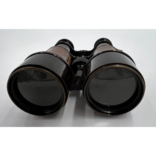 1040 - WWI 1917 military marked Binoculars Mk V SPL 41402 in leather case marked 'H' C & R Brinsley complet... 