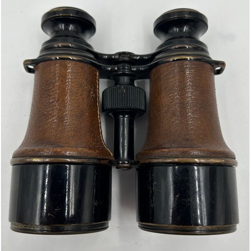 1040 - WWI 1917 military marked Binoculars Mk V SPL 41402 in leather case marked 'H' C & R Brinsley complet... 