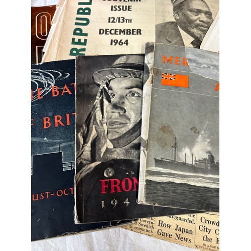 909 - Various newspapers relating to the Kenya 1964, 28 x Dinner Menus S.S. Kenya, Scrap Book containing c... 