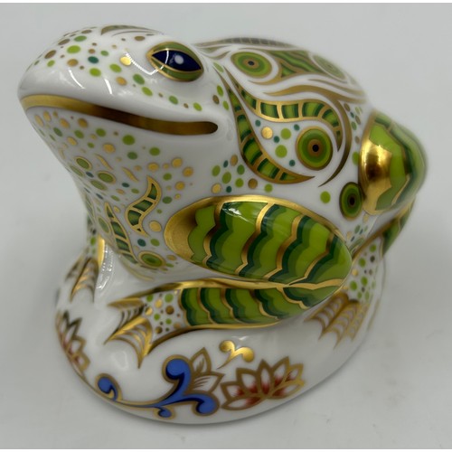 349 - Two Royal Crown Derby limited edition paperweights, Spotty Pig 135/1500 and Toad 12/3500, both with ... 