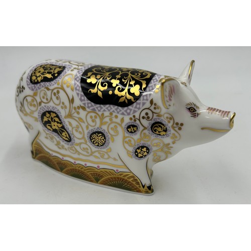 349 - Two Royal Crown Derby limited edition paperweights, Spotty Pig 135/1500 and Toad 12/3500, both with ... 