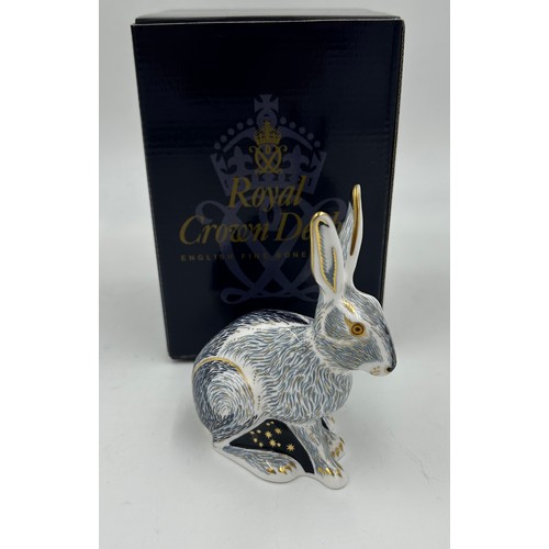 350 - A Royal Crown Derby Starlight Hare paperweight, Collectors Guild Exclusive 13cm h, signed to base. G... 