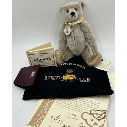 1082 - Richard Steiff Teddy Bear Club Edition 2005 in grey 30cm No. 136 with certificate, Steiff Club Event... 