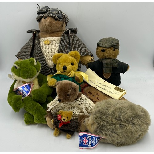 1083 - A selection of bears to include a Gabrielle design bear with cape, deer stalker and goggles approx. ... 