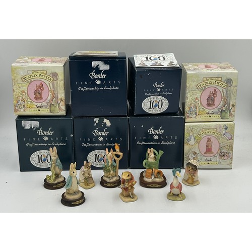 363 - Eight Border Fine Arts boxed Beatrix Potter figures to include : CBP 07 Peter Rabbit with Watering C... 