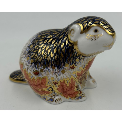 372 - Five Royal Crown Derby Paperweights to include Riverbank Beaver limited edition 819/5000 signed to b... 