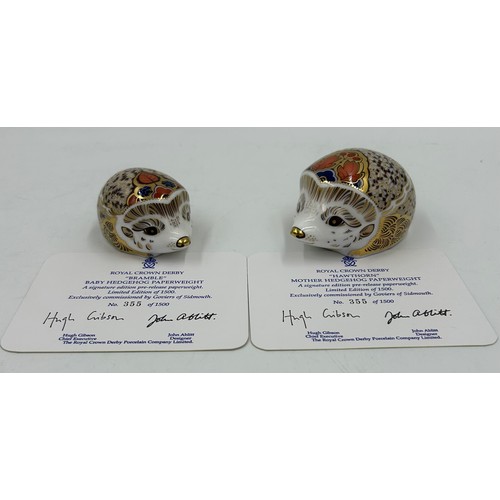 372 - Five Royal Crown Derby Paperweights to include Riverbank Beaver limited edition 819/5000 signed to b... 