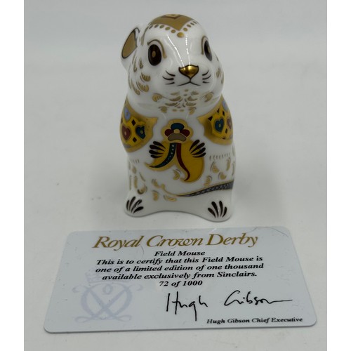 372 - Five Royal Crown Derby Paperweights to include Riverbank Beaver limited edition 819/5000 signed to b... 