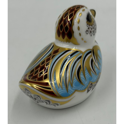 373 - Five Royal Crown Derby Paperweights to include Duckling in a Members Guild box, Rock hopper Penguin ... 