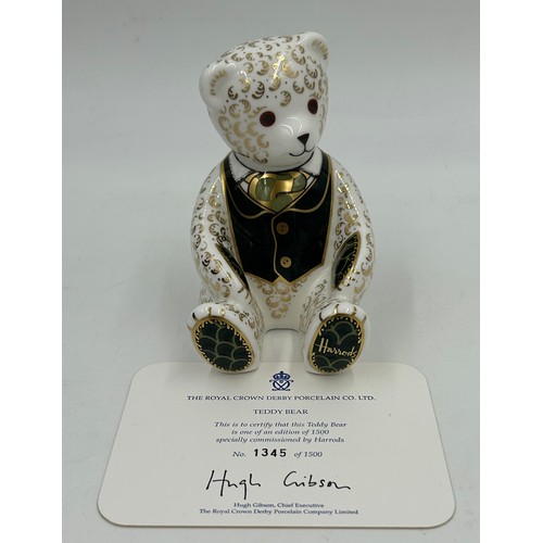 376 - Four Royal Crown Derby Paperweights to include Teddy Bear limited edition commissioned by Harrods 13... 