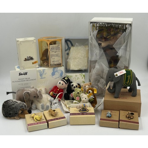 1073 - A selection of miniature Steiff Animals to include 12cm h Teddy Bear Nutcracker Ornament limited edi... 