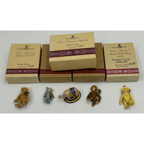 1073 - A selection of miniature Steiff Animals to include 12cm h Teddy Bear Nutcracker Ornament limited edi... 