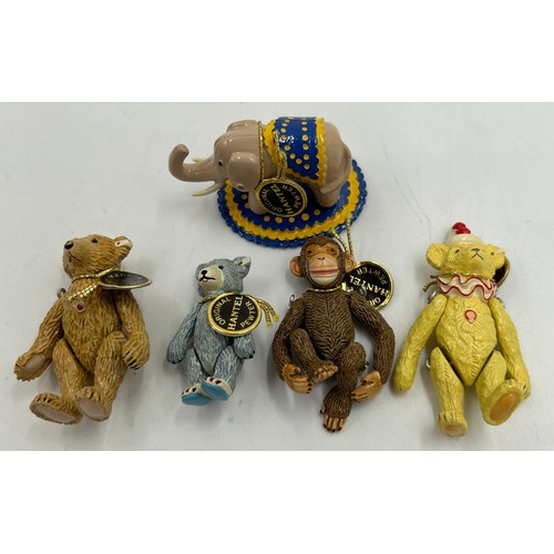 1073 - A selection of miniature Steiff Animals to include 12cm h Teddy Bear Nutcracker Ornament limited edi... 