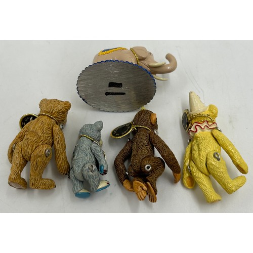 1073 - A selection of miniature Steiff Animals to include 12cm h Teddy Bear Nutcracker Ornament limited edi... 