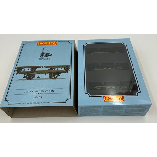 1120 - Boxed Hornby Rocket Rolling Stock consisting of R40102 3-pack L&MR 3rd Class Open Coaches, R60014 L&... 