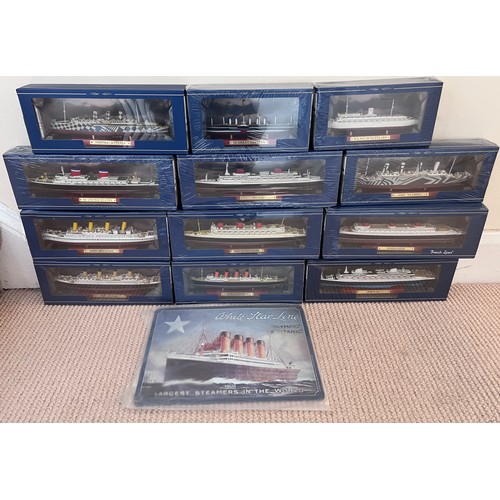 1132 - Boxed Atlas Editions ship models to include France, SS United States, Normandie, RMS Queen Mary, HMH... 