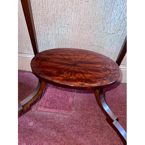 94 - A mahogany bijouterie table/ vitrine. 82 h x 76 w x 47cm d.