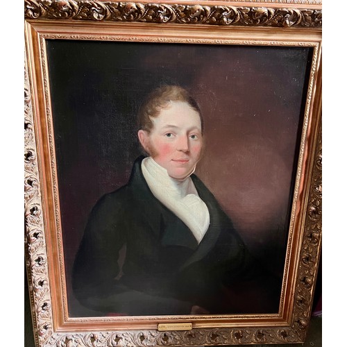 1399 - Oil on canvas portrait James Egerton 1798-1840, unsigned. 75 h x 62cm w sight size.