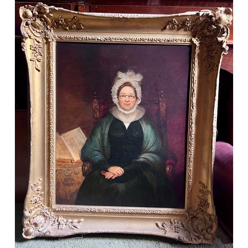 1400 - Oil on canvas portrait of a lady in original gilt frame. 53 x 43cm sight size.