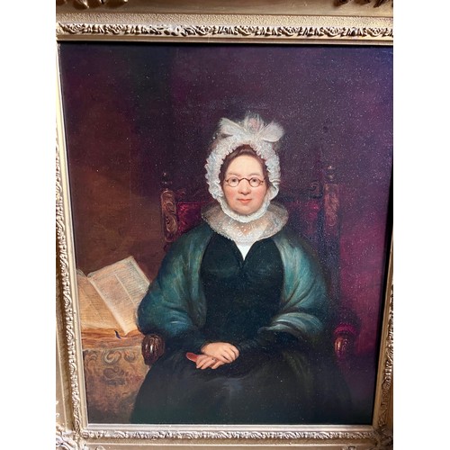 1400 - Oil on canvas portrait of a lady in original gilt frame. 53 x 43cm sight size.