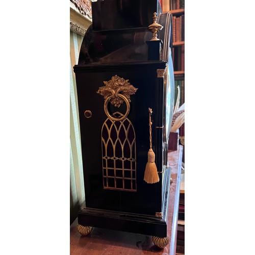 994 - An early 19thC ebonised mantle clock with double fusée movement by John Pettit, 15 Bedford Square Lo... 