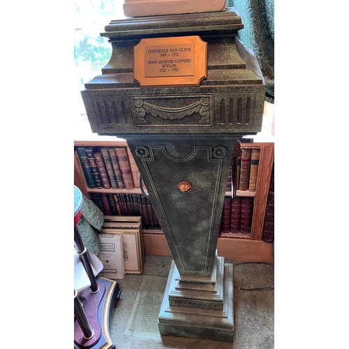 1267 - A plaster bust of Corneille Van Cleve after Jean-Jacques Caffière on large decorative Plinth. Total ... 