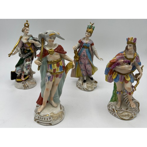 250 - Set of four Capodimonte four continental figurines. Tallest 16.5cm.