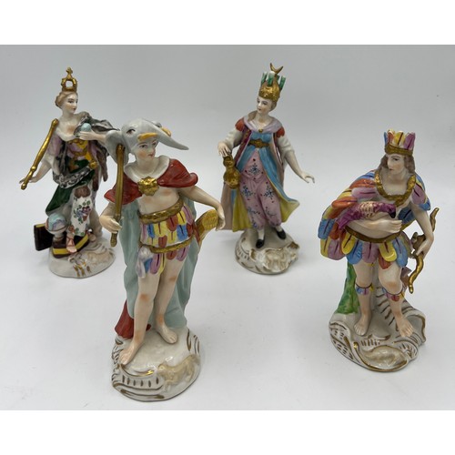 250 - Set of four Capodimonte four continental figurines. Tallest 16.5cm.