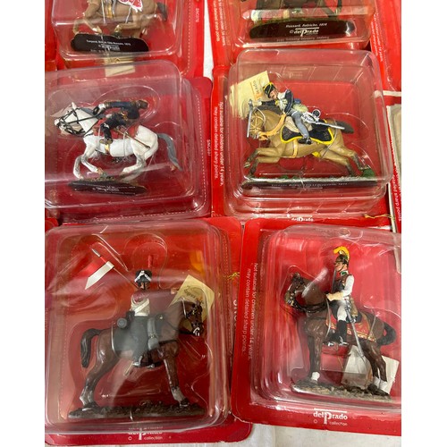 1137 - A large collection of boxed Del Prado figurines on horseback to include Austrian, French, British, S... 