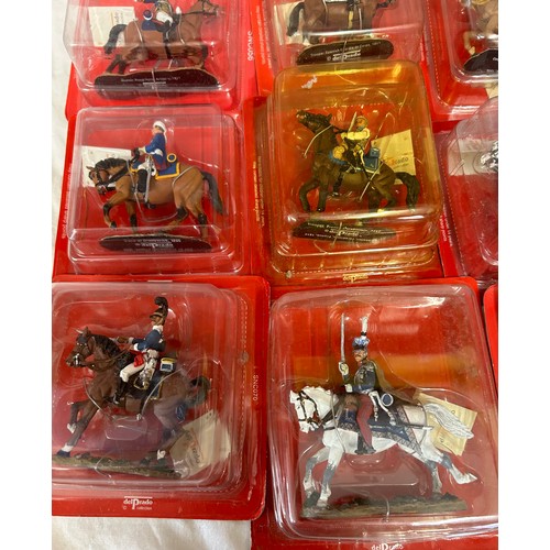 1137 - A large collection of boxed Del Prado figurines on horseback to include Austrian, French, British, S... 