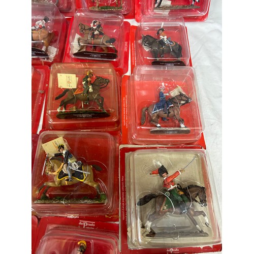 1137 - A large collection of boxed Del Prado figurines on horseback to include Austrian, French, British, S... 