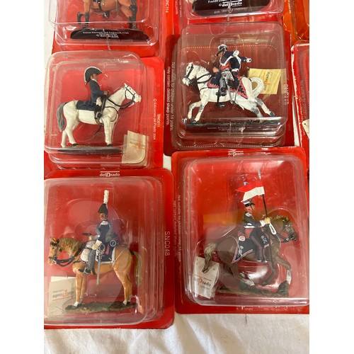 1139 - A collection of boxed Del Prado figurines on horseback to include Austrian, French, British, Danish,... 