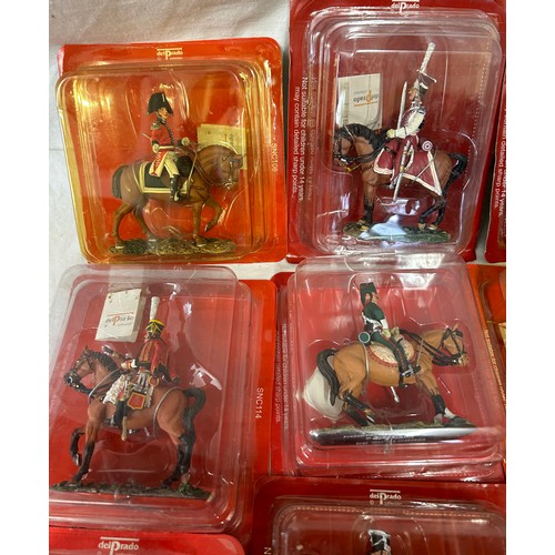 1139 - A collection of boxed Del Prado figurines on horseback to include Austrian, French, British, Danish,... 