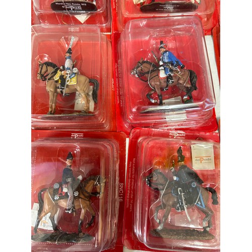 1140 - A collection of boxed Del Prado figurines on horseback to include Austrian, French, British, Danish,... 