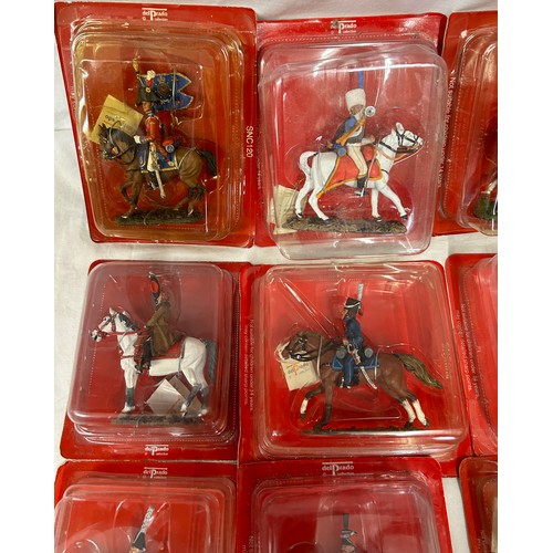 1140 - A collection of boxed Del Prado figurines on horseback to include Austrian, French, British, Danish,... 