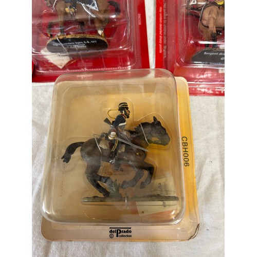 1143 - A collection of boxed Del Prado figurines on horseback to include Austrian, French, British, Spanish... 