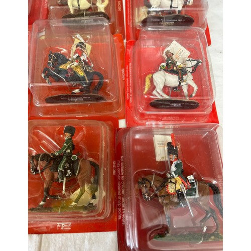 1144 - A collection of boxed Del Prado figurines on horseback to include Prussian, French, Spanish, etc (16... 