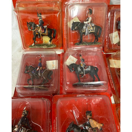 1144 - A collection of boxed Del Prado figurines on horseback to include Prussian, French, Spanish, etc (16... 