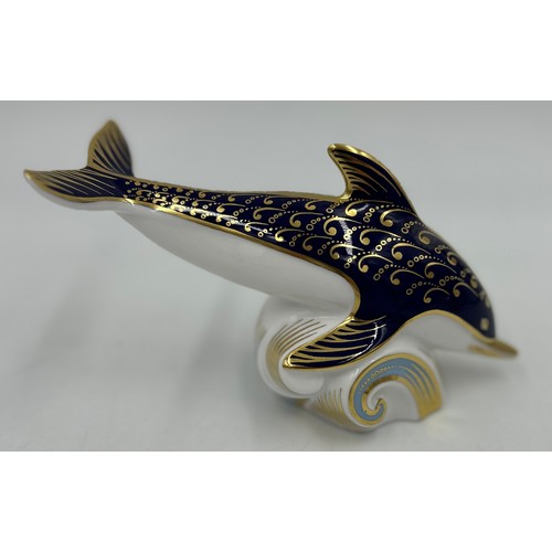 392 - Five Royal Crown Derby Paperweights to include Swimming Dolphin, Mother Fox, Badger and 2 x Wigeon D... 