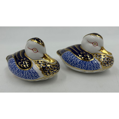 392 - Five Royal Crown Derby Paperweights to include Swimming Dolphin, Mother Fox, Badger and 2 x Wigeon D... 