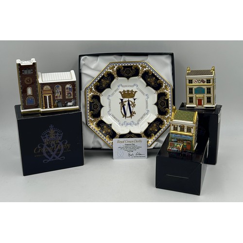 394 - Royal Crown Derby items to include Octagonal Plate celebrate the marriage of HRH Prince William and ... 