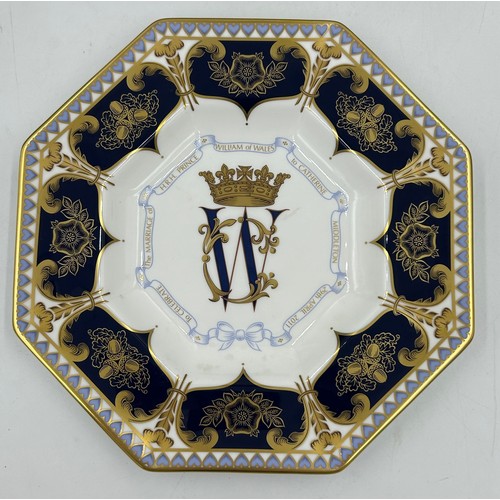 394 - Royal Crown Derby items to include Octagonal Plate celebrate the marriage of HRH Prince William and ... 