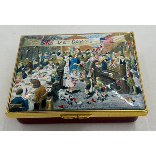 395 - A collection of Halcyon Days Enamels to include VE Day Celebration box by Kevin Walsh limited editio... 