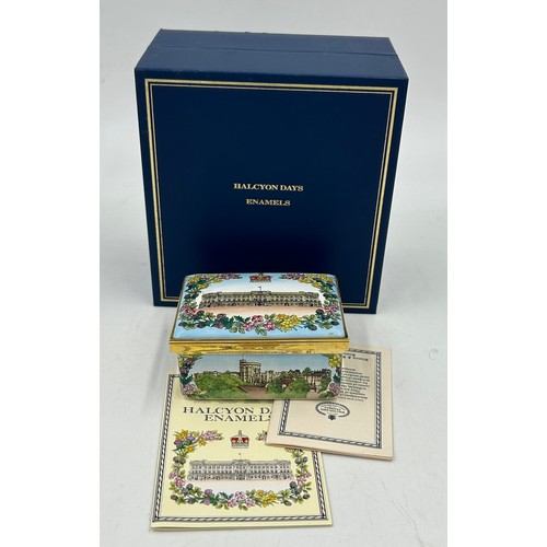 395 - A collection of Halcyon Days Enamels to include VE Day Celebration box by Kevin Walsh limited editio... 